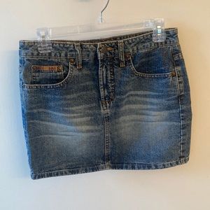 Sz 5 vintage 90s l.e.i blue denim mini skirt
